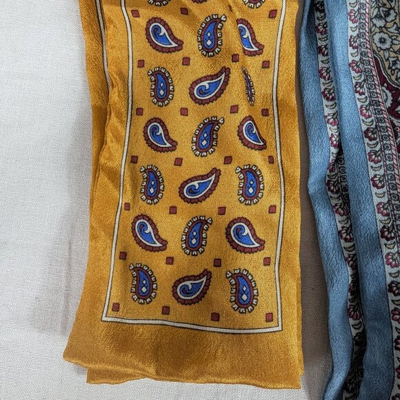 Silk Bow Tie Lot of 3 Paisley Floral Yellow Purple Blue Vicky Davis Specialty - Picture 2 of 6